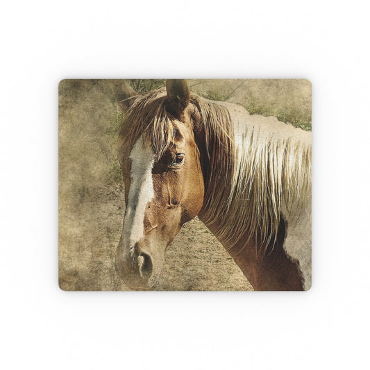 Vintage Horse Rectangular Mouse Pad — Rustic Western Horse Desk Mat