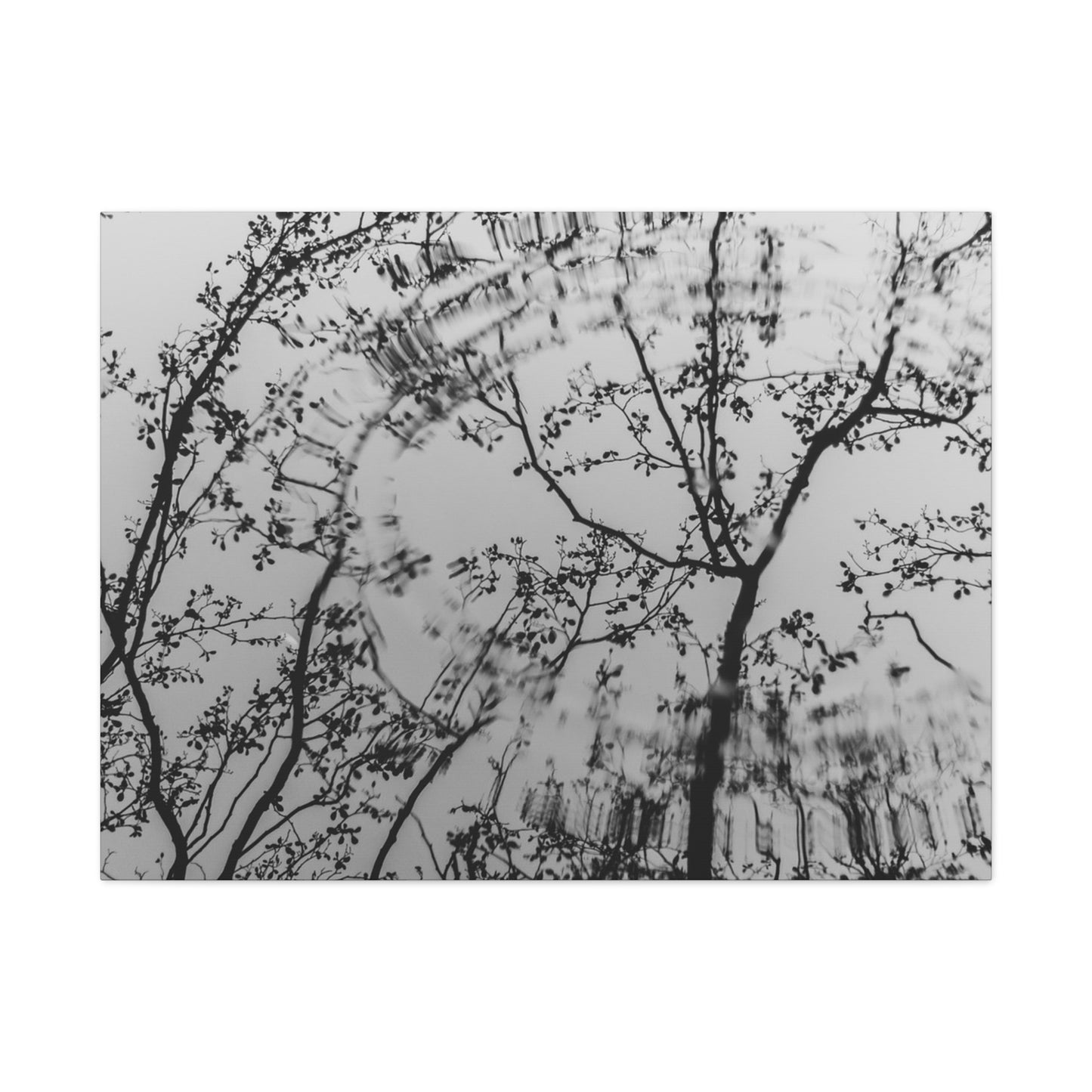Canvas Wall Art — Monochrome Blurred Ferris Wheel with Tree Silhouettes