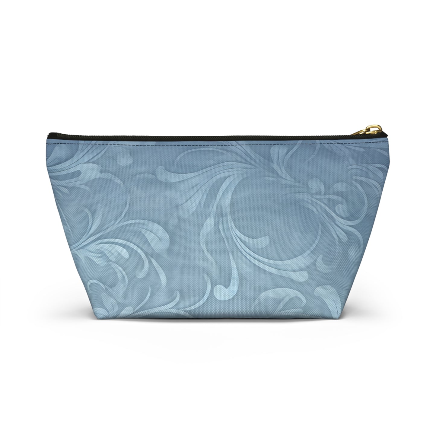 Blue Floral Swirl Accessory Pouch — T-Bottom Makeup & Travel Zip Bag