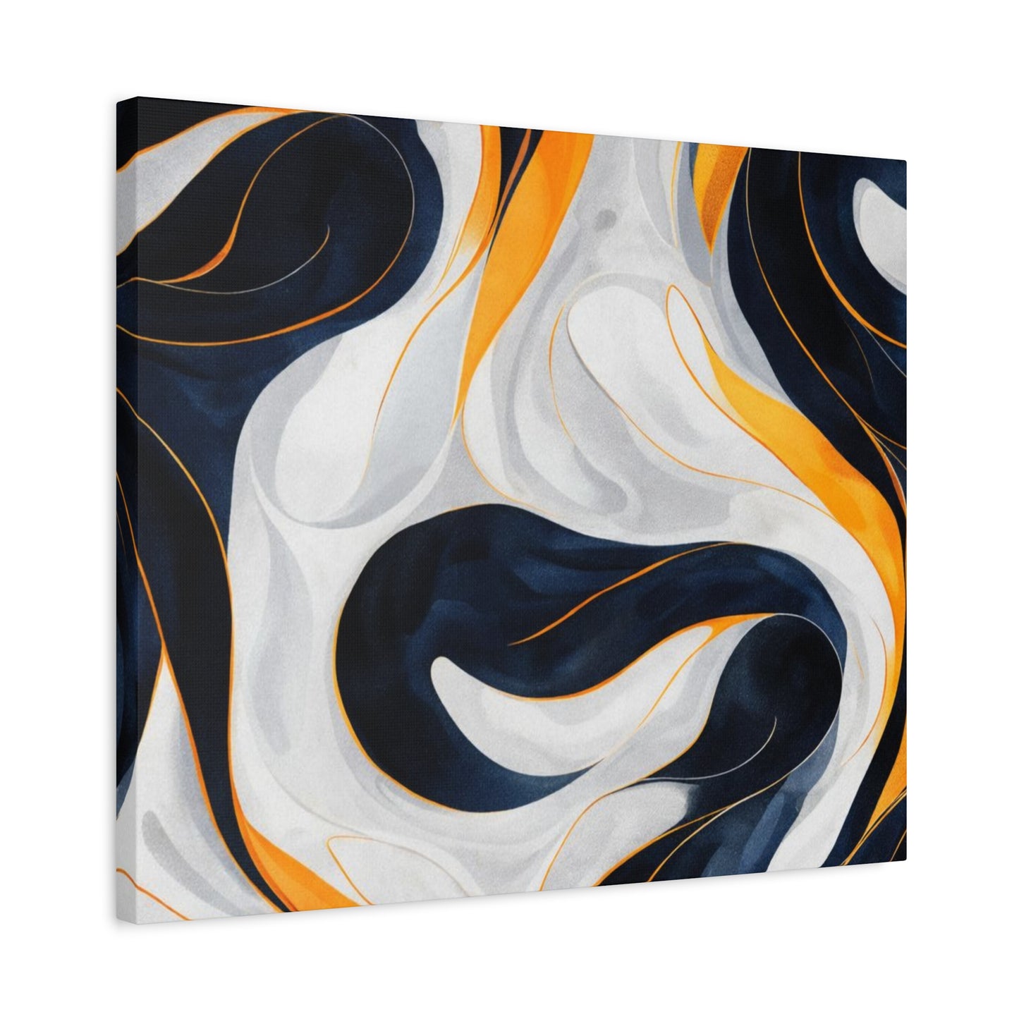 Abstract Navy & Gold Swirl Matte Canvas Wall Art