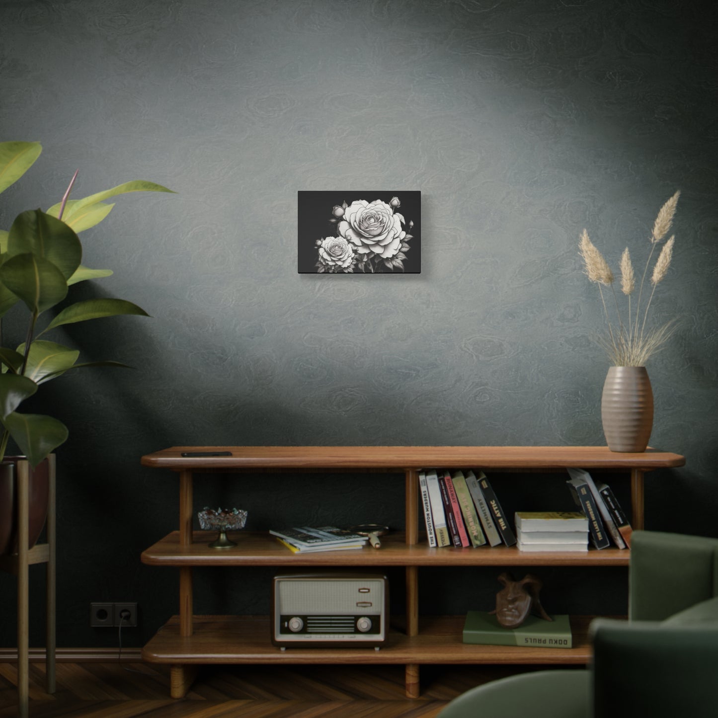 Monochrome Rose Canvas Print — Black & White Floral Wall Art