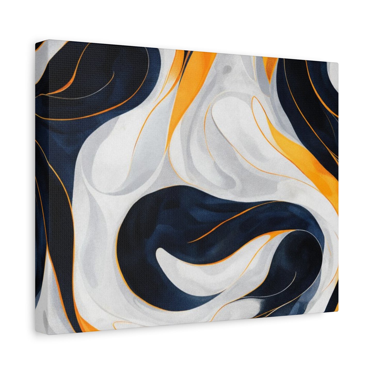 Abstract Navy & Gold Swirl Matte Canvas Wall Art