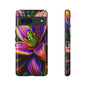 Floral Neon Tough Phone Case — Vivid Purple & Orange Lily Protective Cover