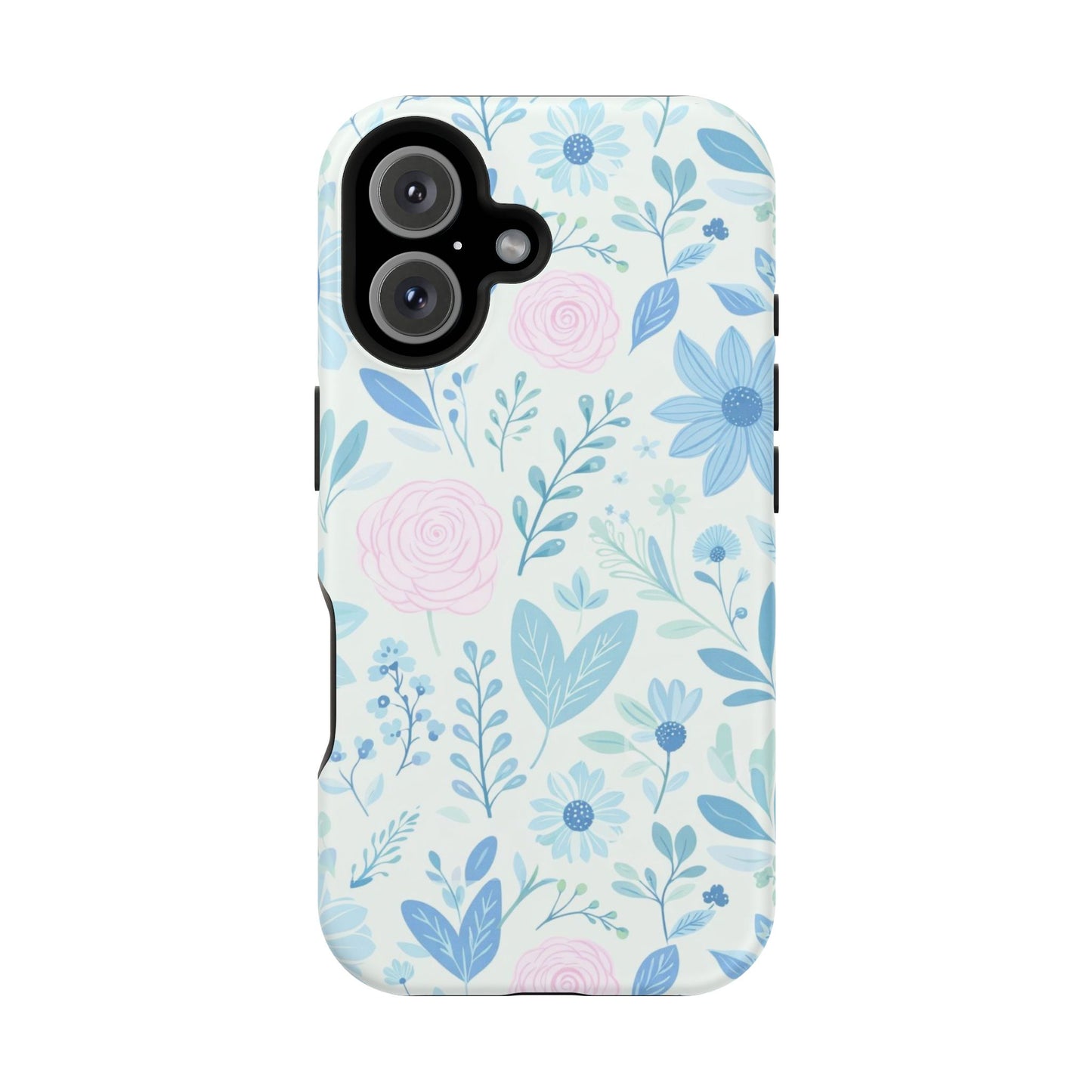Floral Pastel Magnetic Impact Phone Case — Blue & Pink Botanical Design