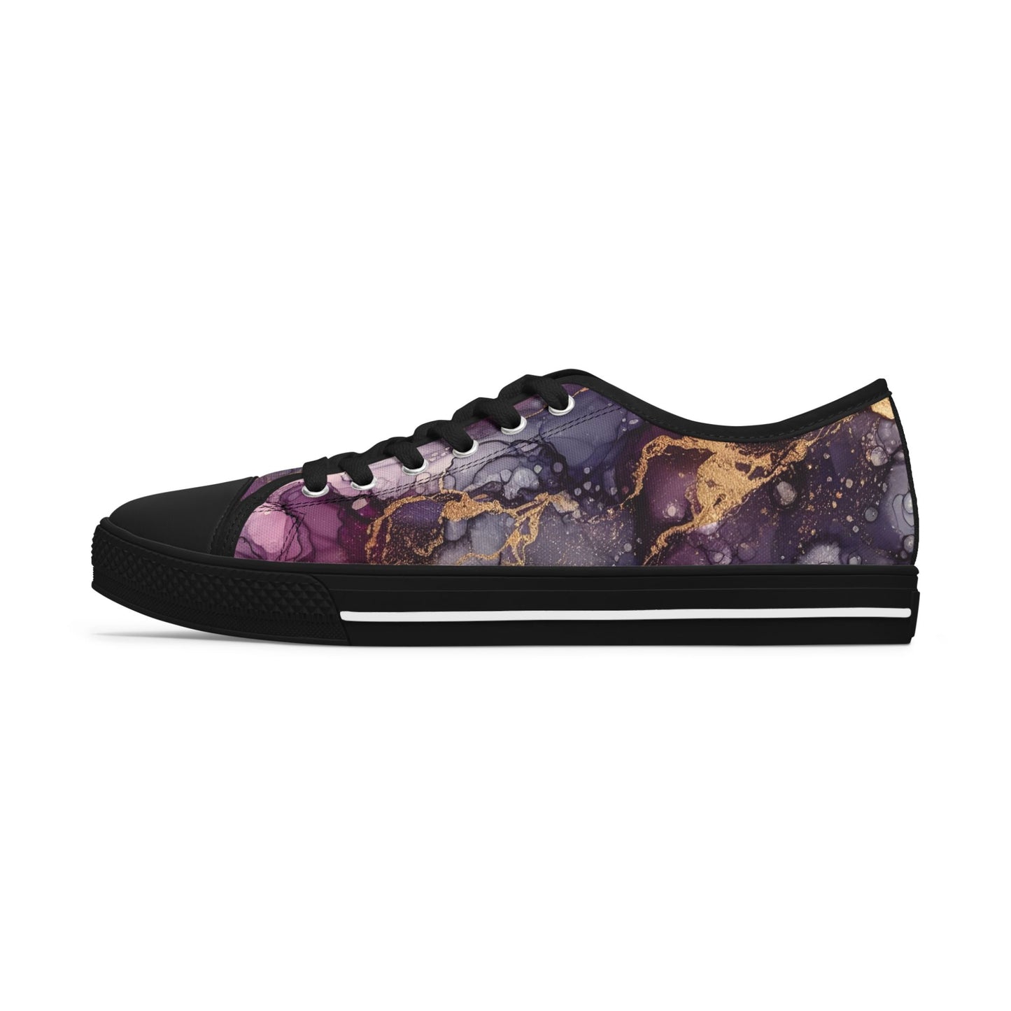 Low Top Sneakers — Purple Marble Galaxy Print