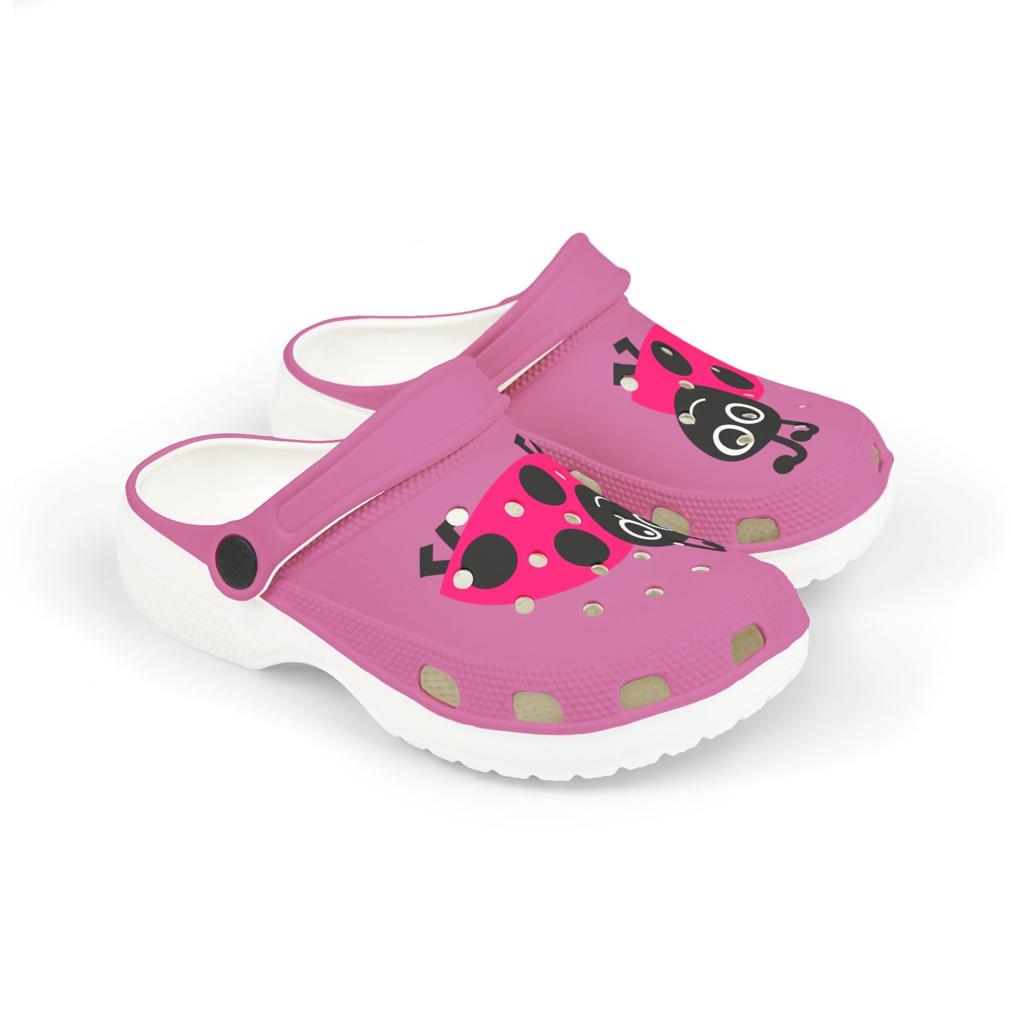 Kids' Pink Ladybug EVA Foam Clogs — Lightweight Slip-On Sandals for Toddlers & Little Girls