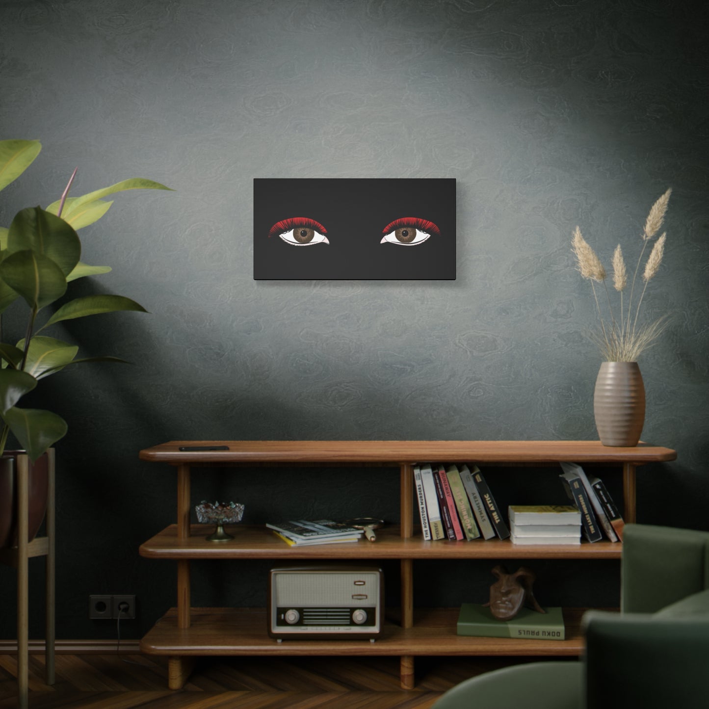 Red Lashes Wall Art Canvas — Glam Eyes Makeup Decor