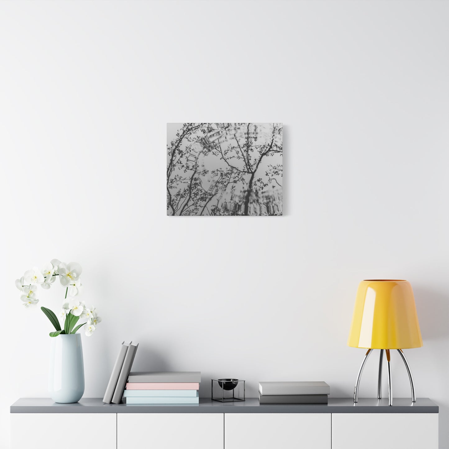 Canvas Wall Art — Monochrome Blurred Ferris Wheel with Tree Silhouettes