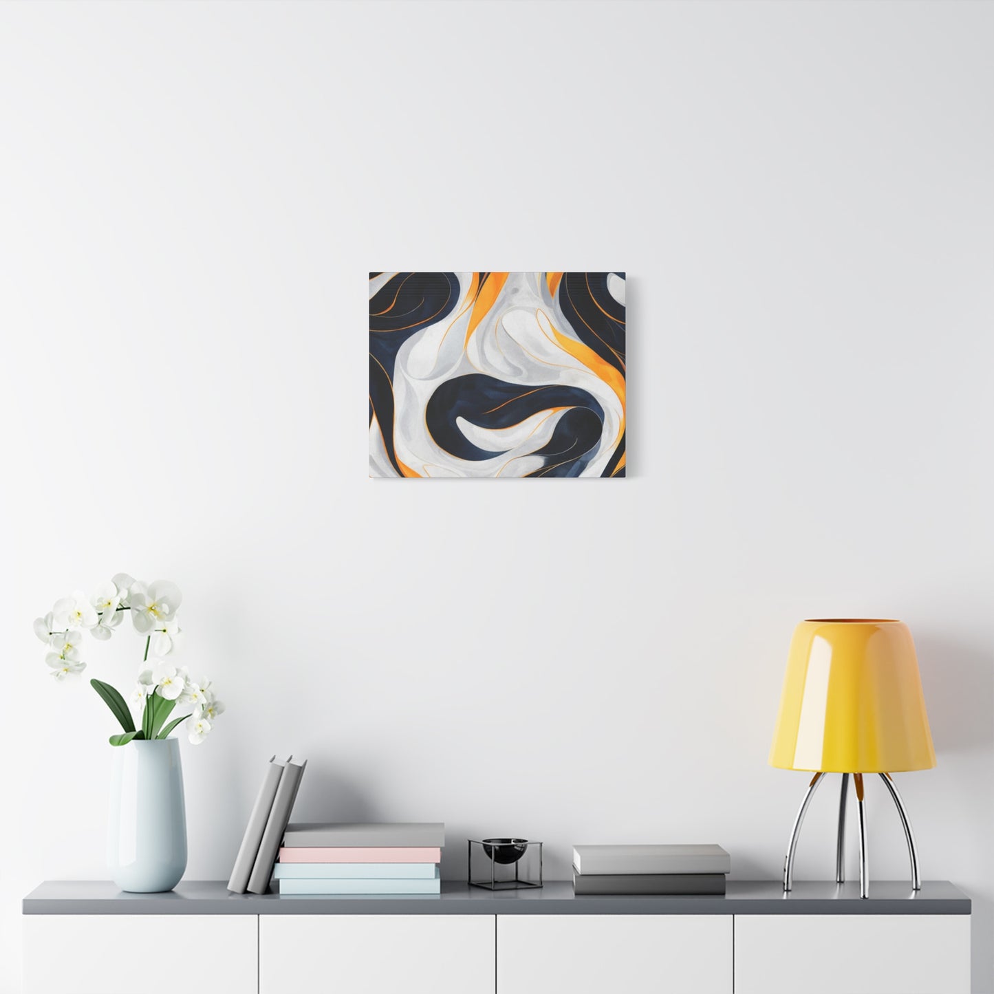 Abstract Navy & Gold Swirl Matte Canvas Wall Art
