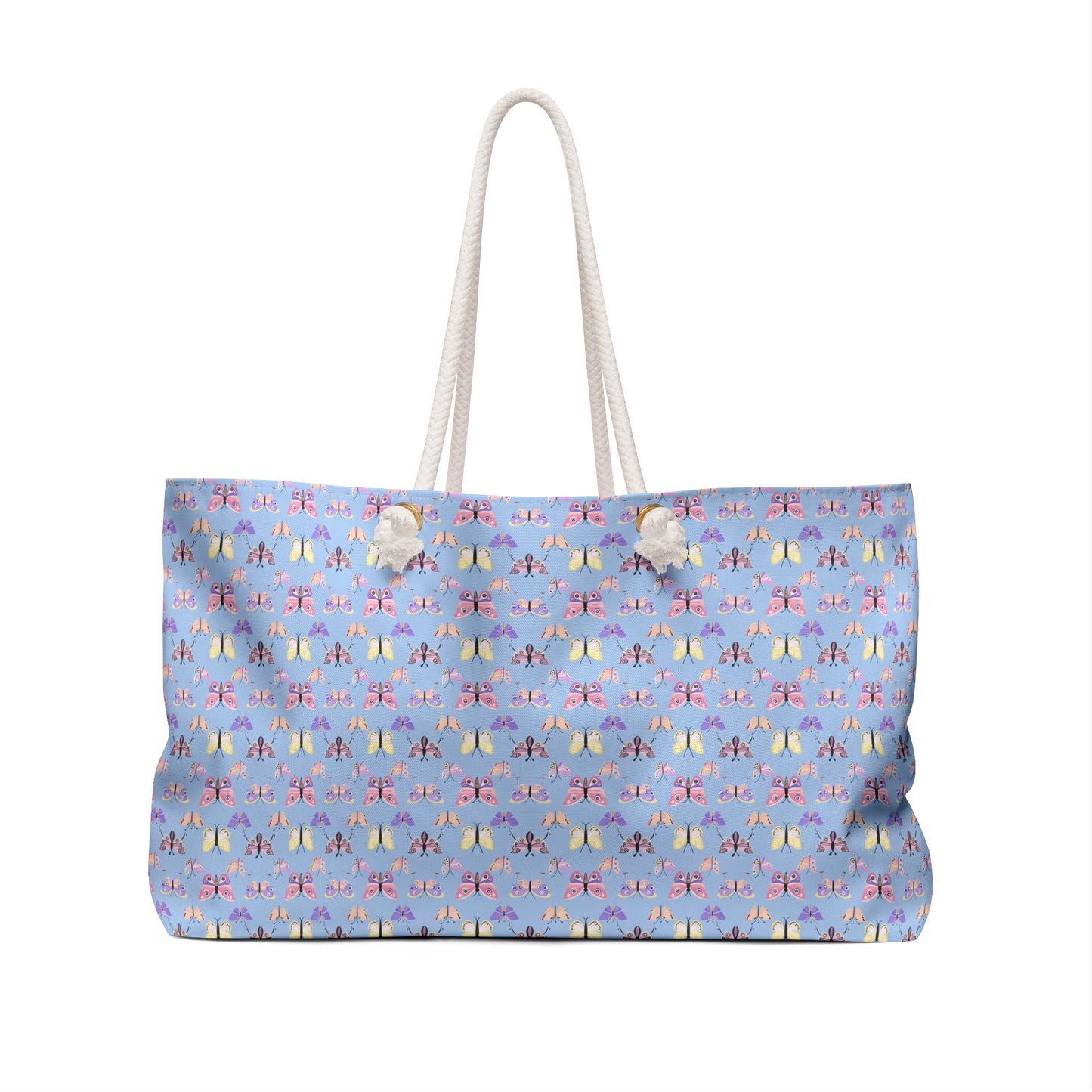 Blue Butterfly Pattern Weekender Bag — Lightweight Travel Tote for Beach & Weekend Getaways