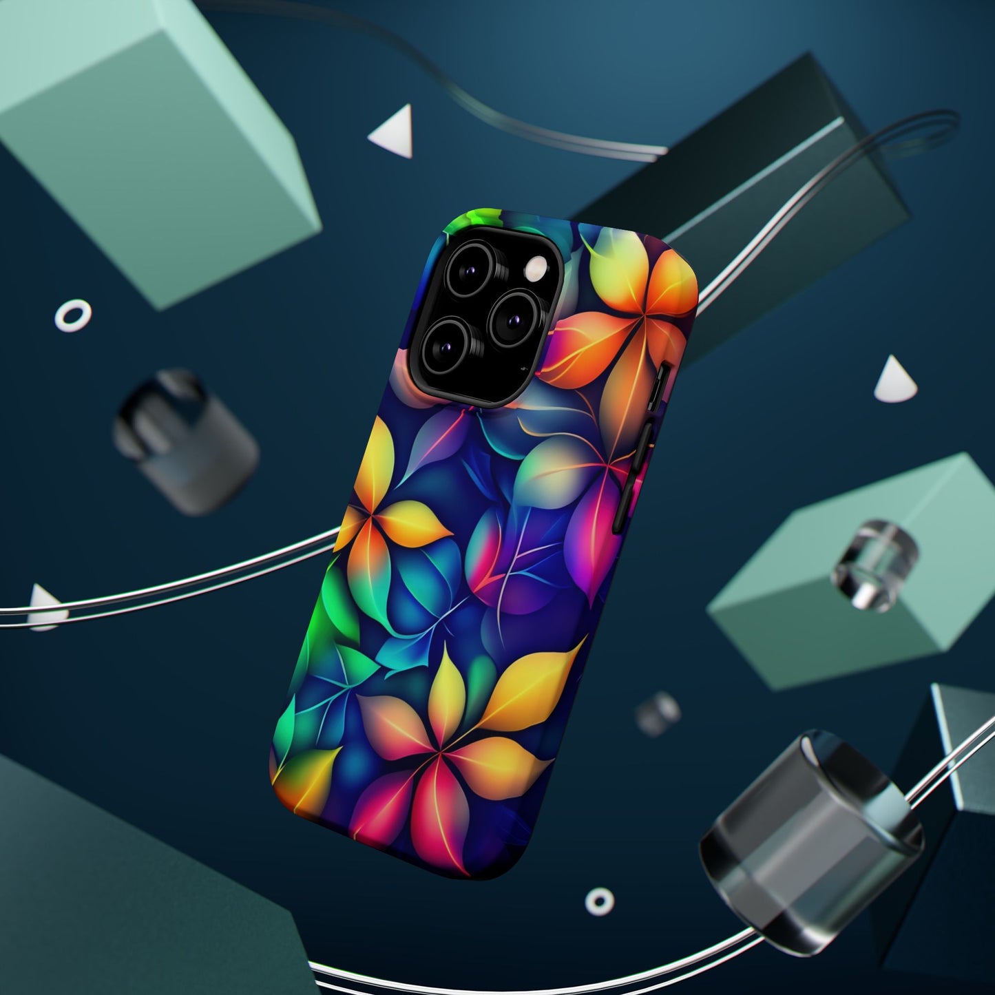 Floral Prism Magnetic Impact-Resistant Phone Case — Colorful Gradient Petal Design