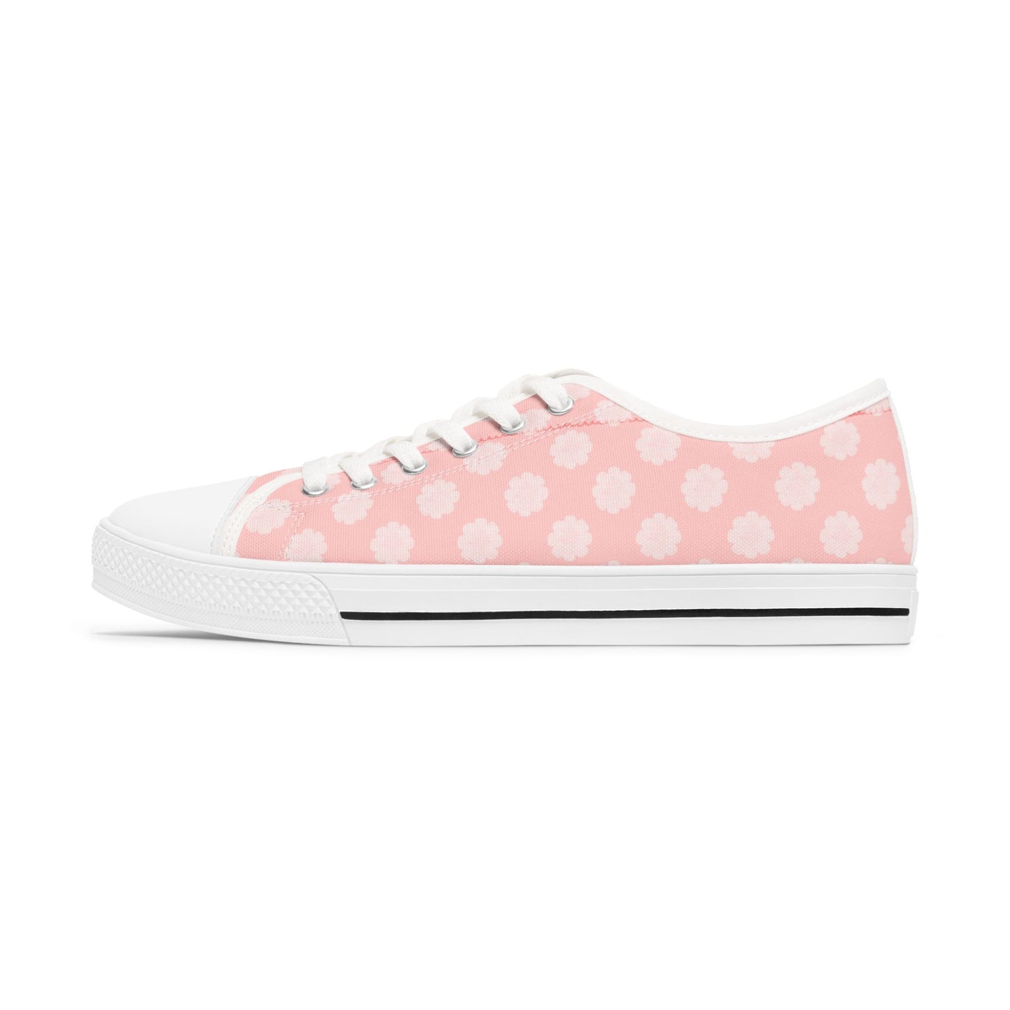 Pink Daisy Low Top Sneakers —  Floral Canvas Casual Shoes