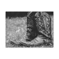 Western Cowboy Boots Matte Canvas Wall Art – Black & White Rustic Country Decor