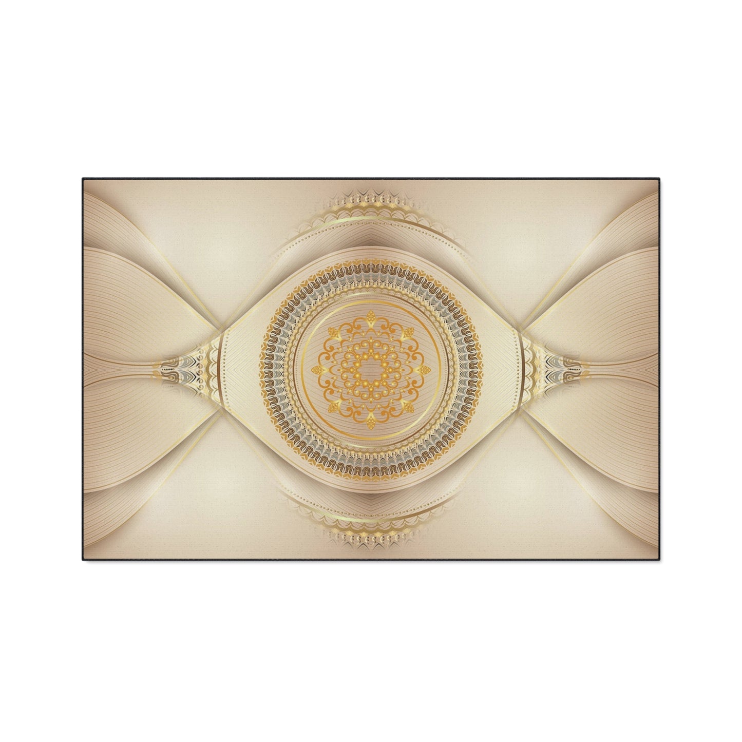 Decorative Heavy Duty Floor Mat — Elegant Gold Mandala Design