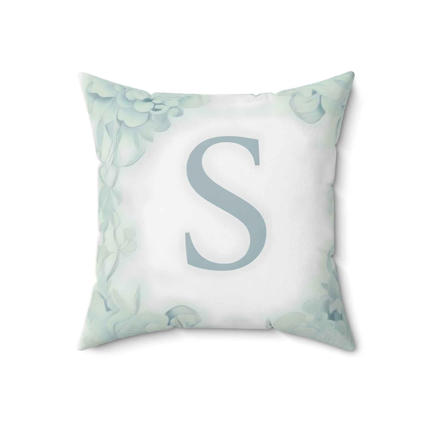 Monogram S Botanical Throw Pillow — Personalized Initial Decor