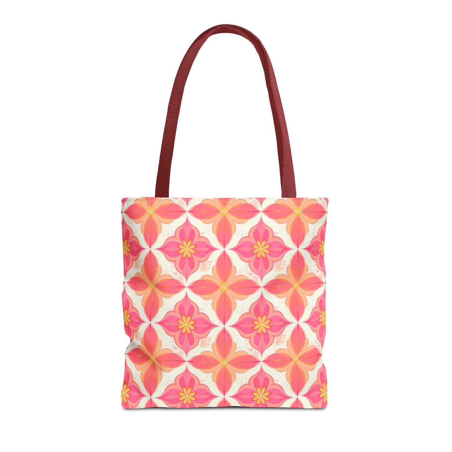 Pink Floral Geometric Tote Bag —  Reusable Shopper