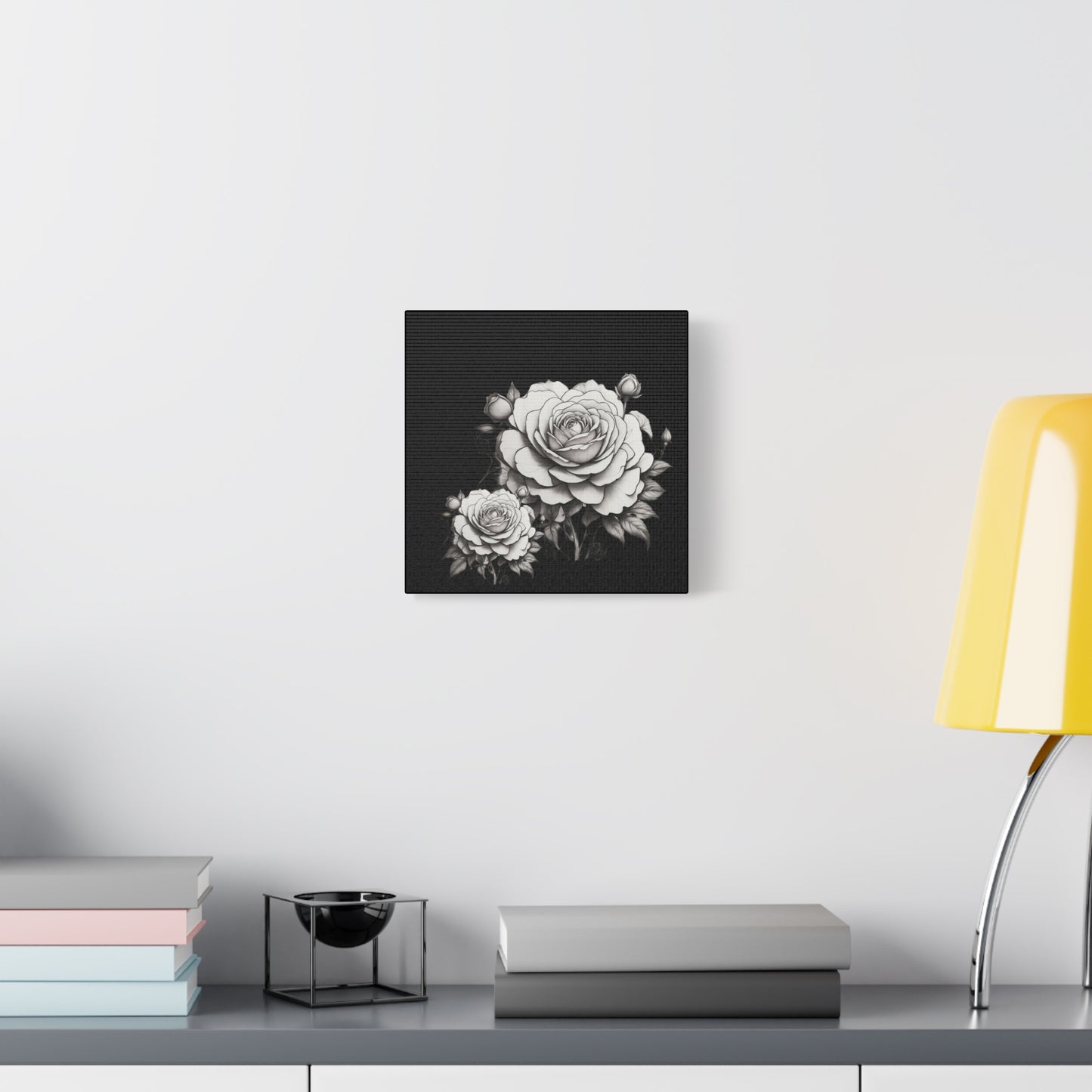 Monochrome Rose Canvas Print — Black & White Floral Wall Art