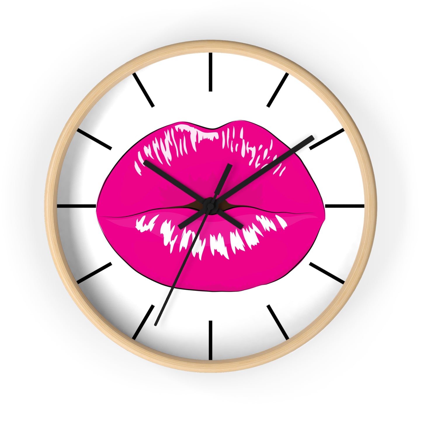 Pink Kiss Lips Wall Clock | Pop Art Lip Print Clock