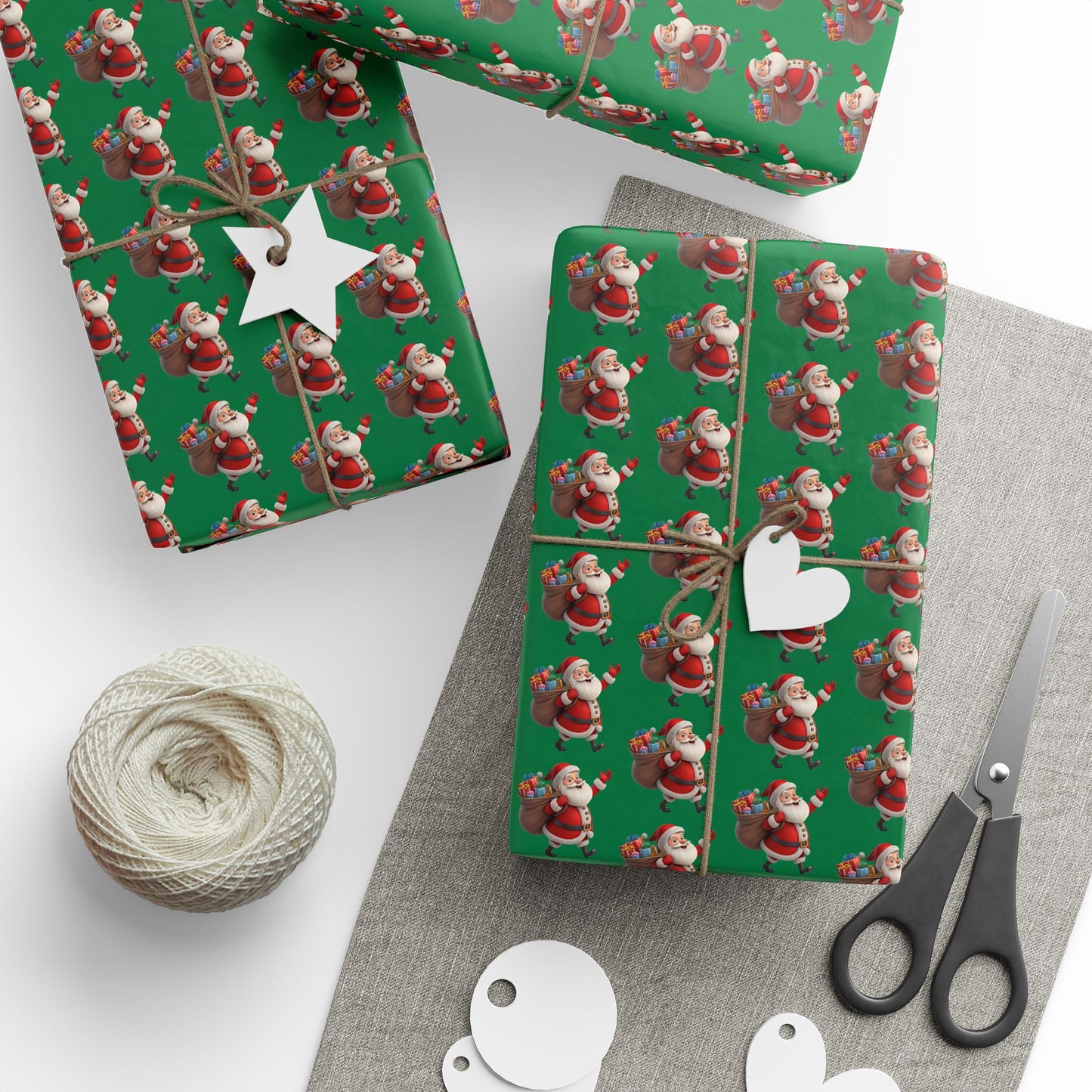 Christmas Dachshund Wrapping Paper — Green Santa Dog Gift Wrap