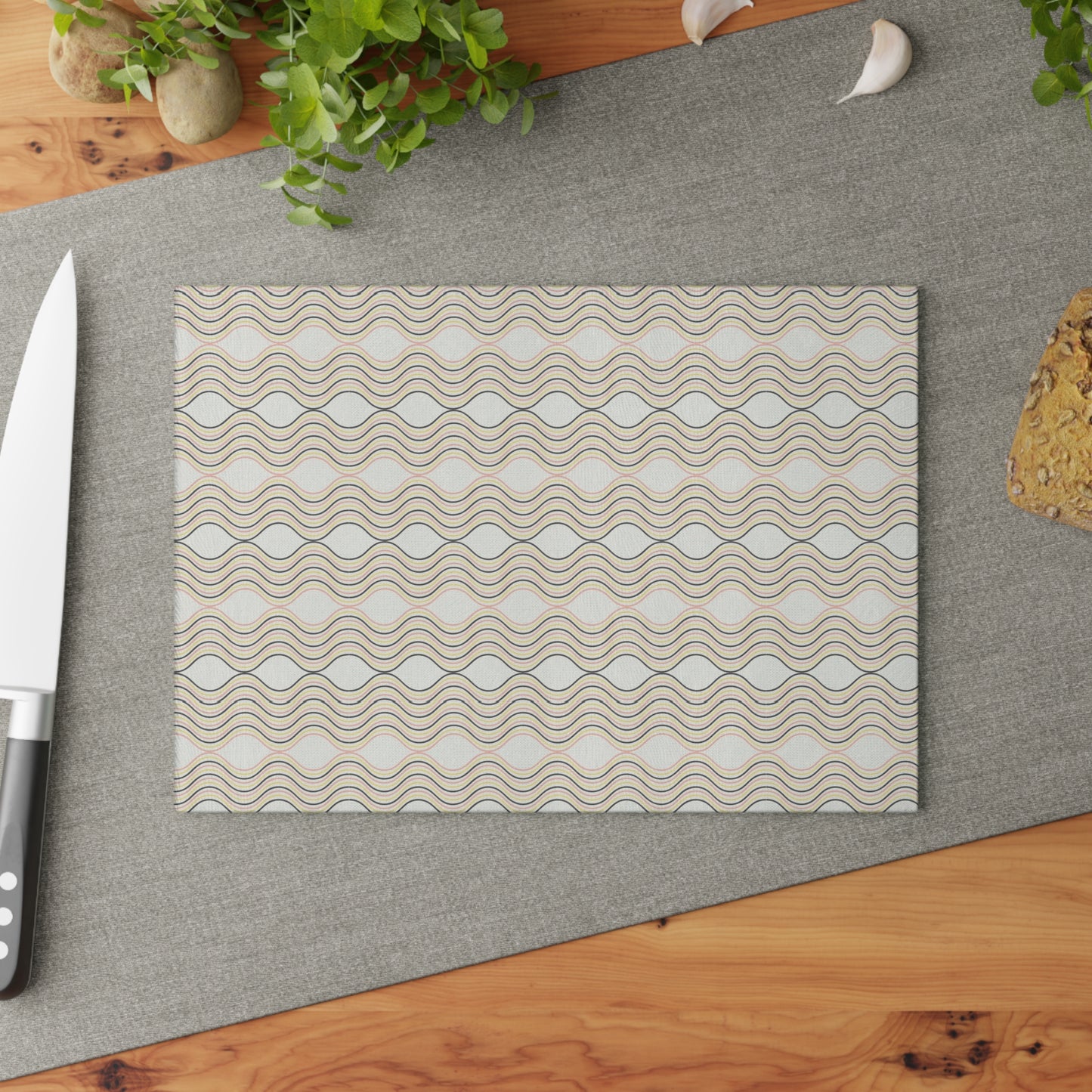 Boho Wave Glass Cutting Board, Kitchen Decor, Gift for Home Chef, Housewarming Present, Unique Cooking Essential, Modern Serveware