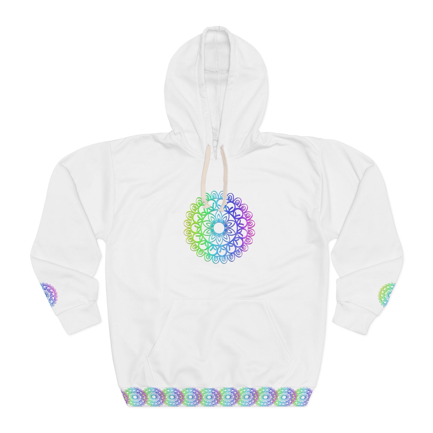 Colorful Mandala Unisex Pullover Hoodie - Boho Gift, Festival Wear, Cozy Streetwear, Spiritual Fashion, Unique Hooded Sweatshirt