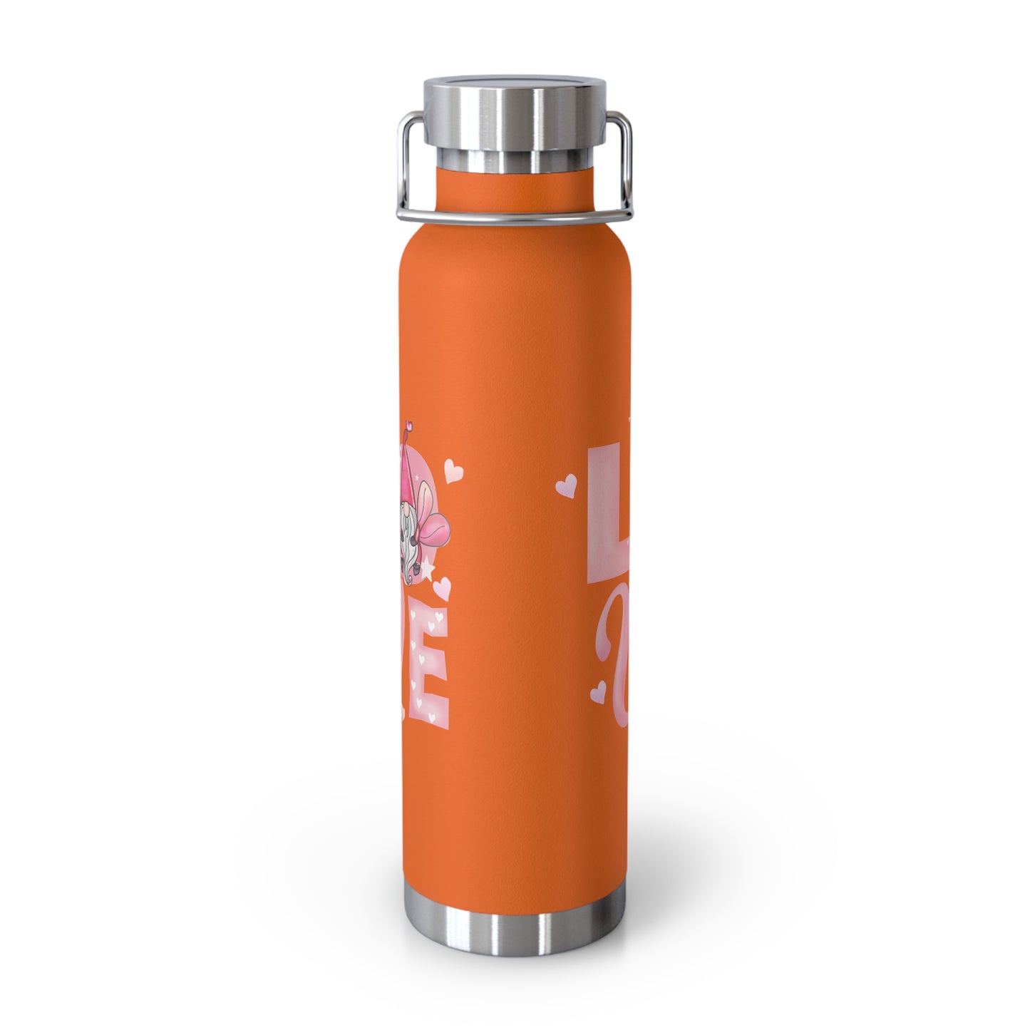 22oz Insulated Bottle — Red 'LOVE' Floral Valentine Water Bottle