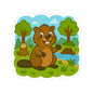 Beaver Pond Kiss-Cut Sticker – Cute Woodland Animal Laptop Decal