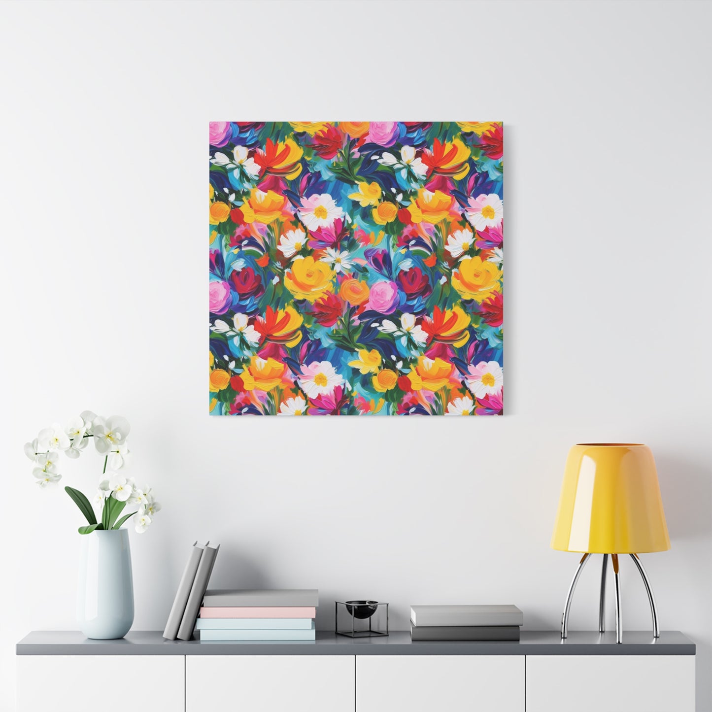 Vibrant Floral Matte Canvas Wall Art — Colorful Garden Print, Stretched 1.25"