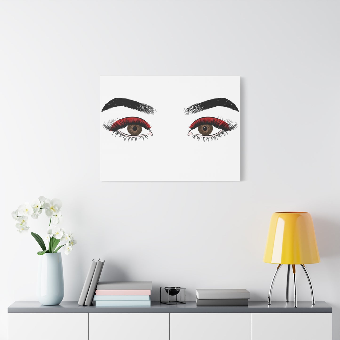 Red Lashes Wall Art Canvas — Glam Eyes Makeup Decor