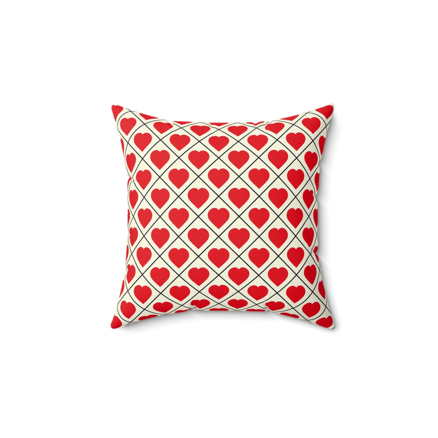 Red Heart Pattern Pillow – Valentine’s Decorative Throw Pillow