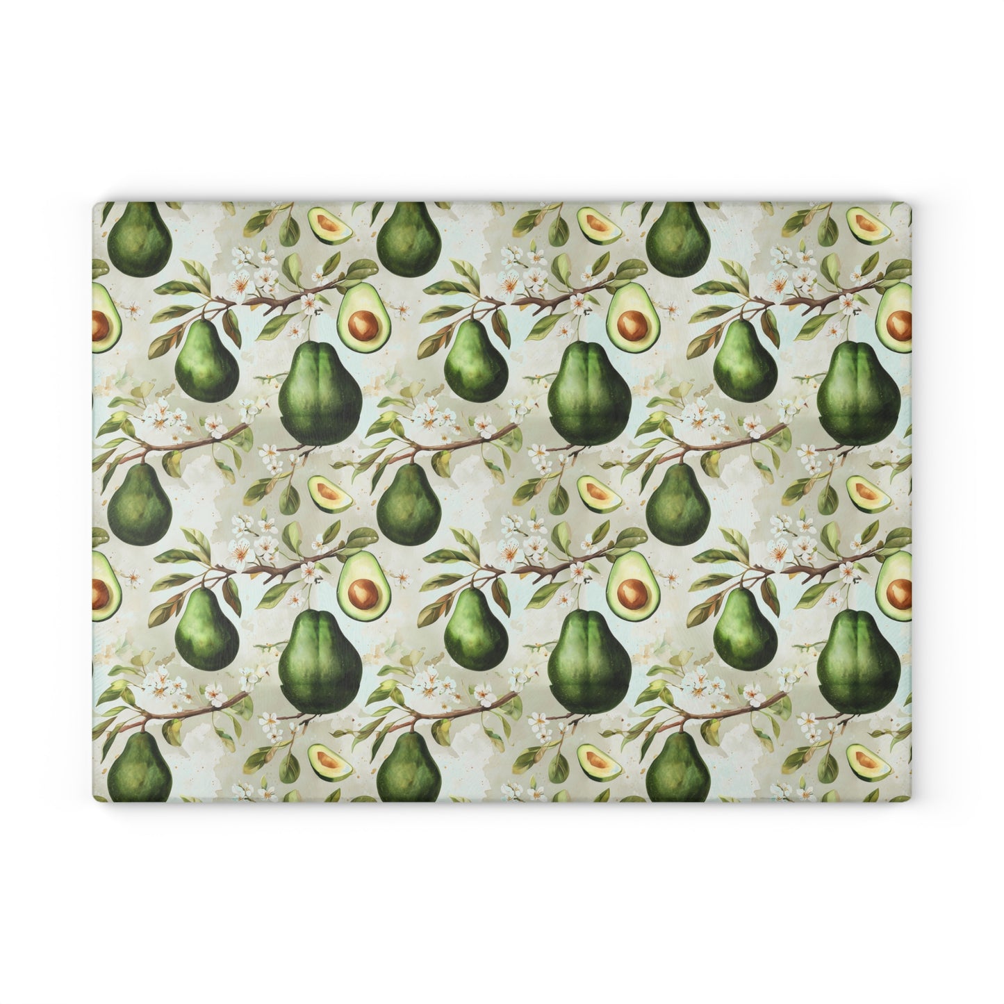 Avocado Pattern Glass Cutting Board — Decorative Kitchen Chopping Board