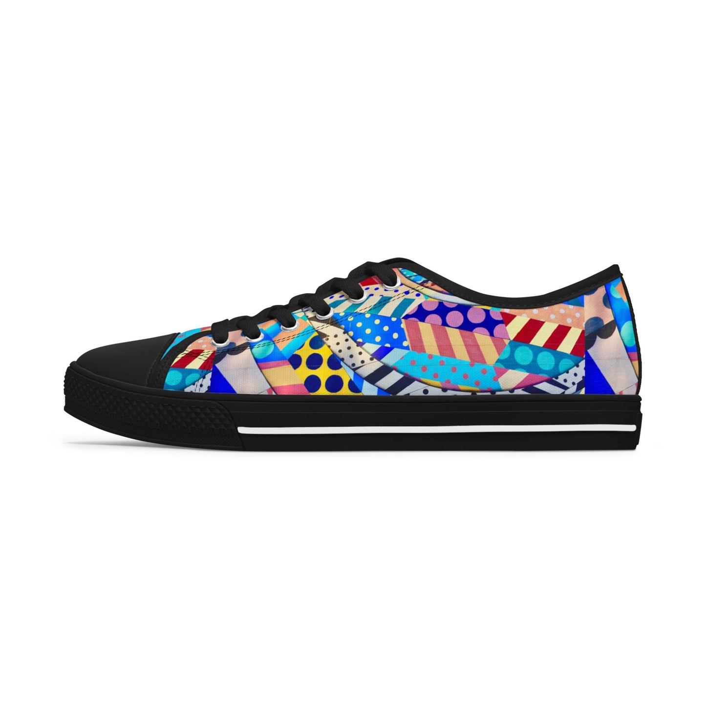 Colorful Abstract Pattern Low Top Sneakers – Bold Geometric Print