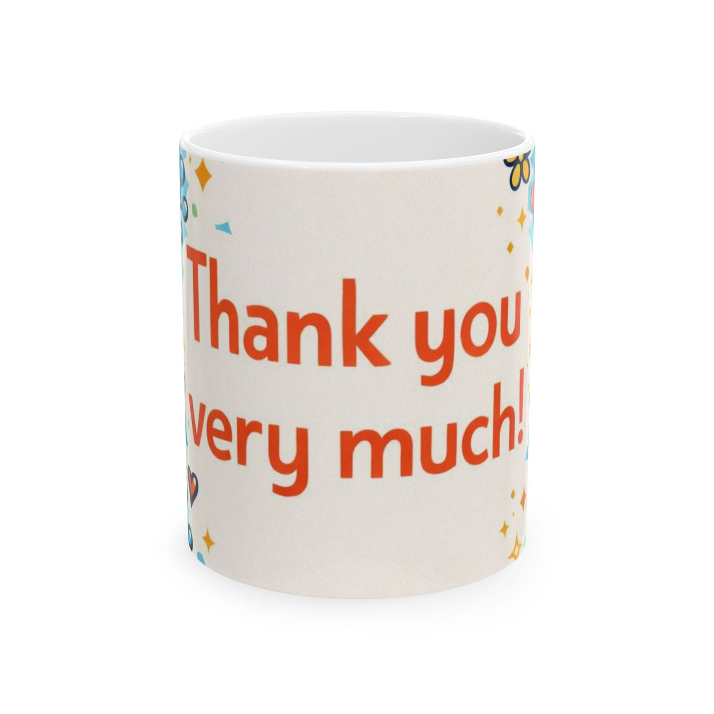 Thank You Very Much Floral Holiday Mug — Festive Poinsettia Ceramic Coffee Cup (11oz/15oz)