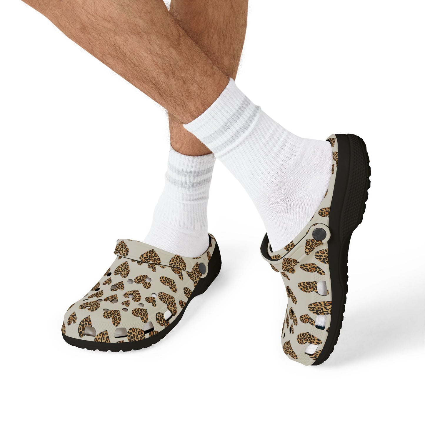 Leopard Heart EVA Clogs — Comfortable Leopard-Print Foam Shoes