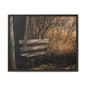 Framed Matte Canvas Print — Autumn Park Bench Photography