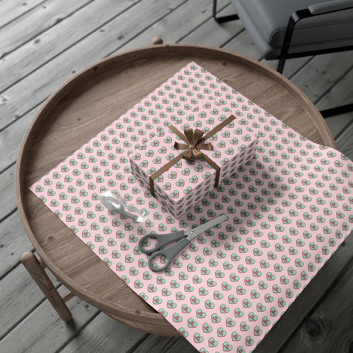 Valentine 'Be Mine' Heart Gift Wrap Paper – Pink Romantic Wrapping Sheets