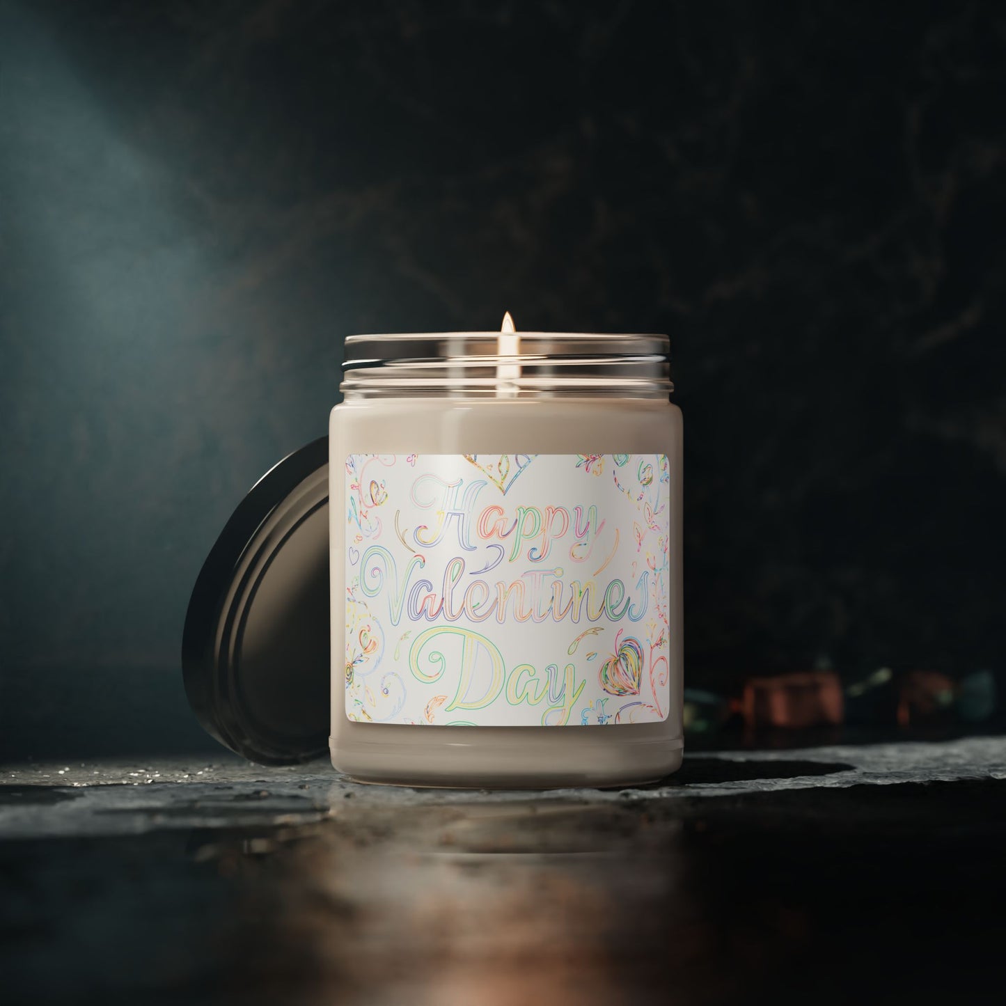 Valentine’s Day Soy Candle — 9oz Scented Jar (Happy Valentine’s Day Pastel Label)