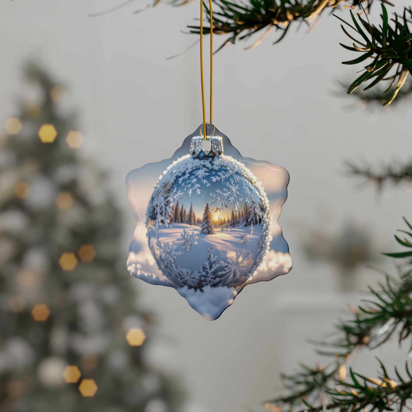 Winter Wonderland Ceramic Ornaments - 2-Sided Holiday Decor