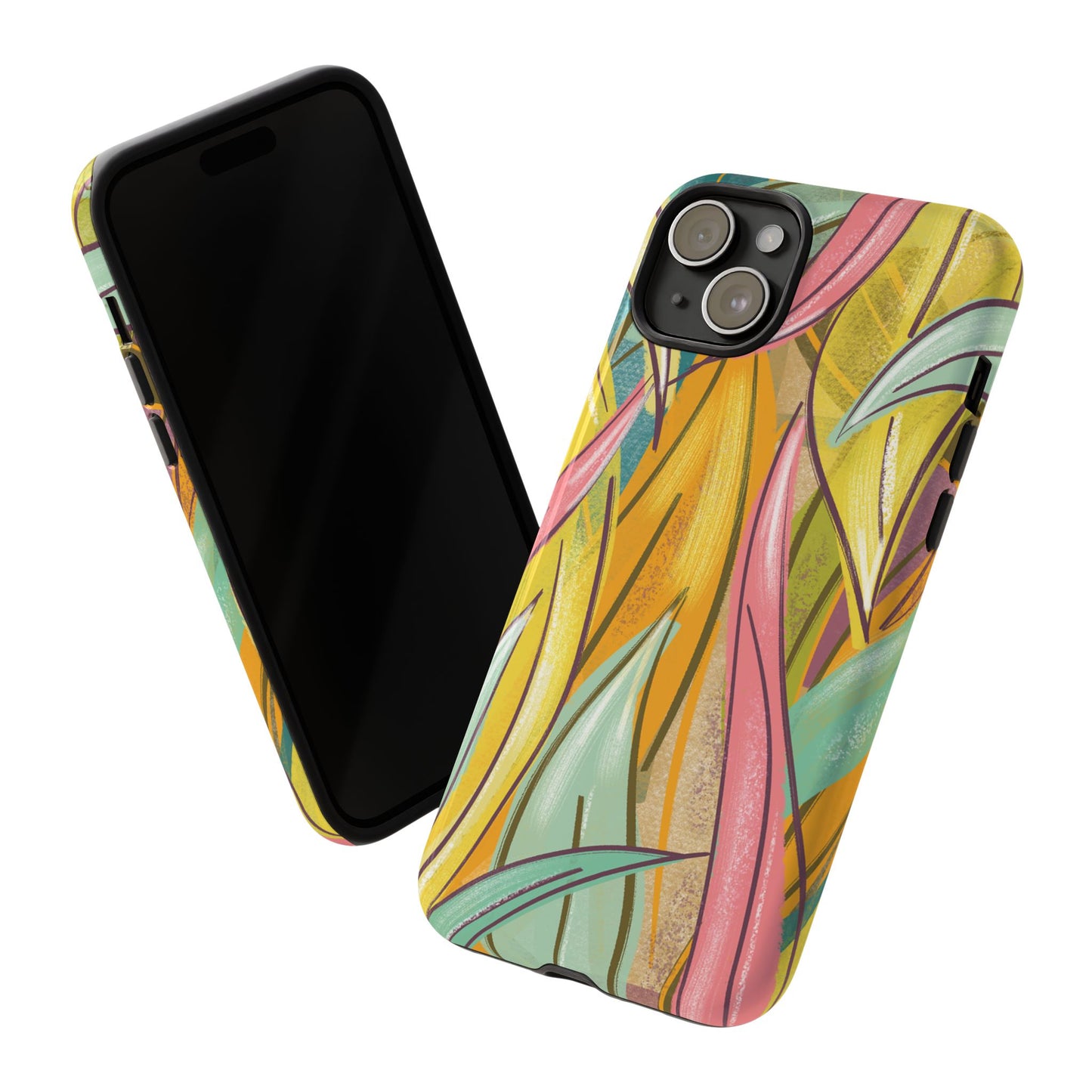 Vibrant Phone Case with Colorful Leaf Design, Tough Cases for Nature Lovers, Eco-Friendly Gift, Summer Vibes, Floral Phone Cover