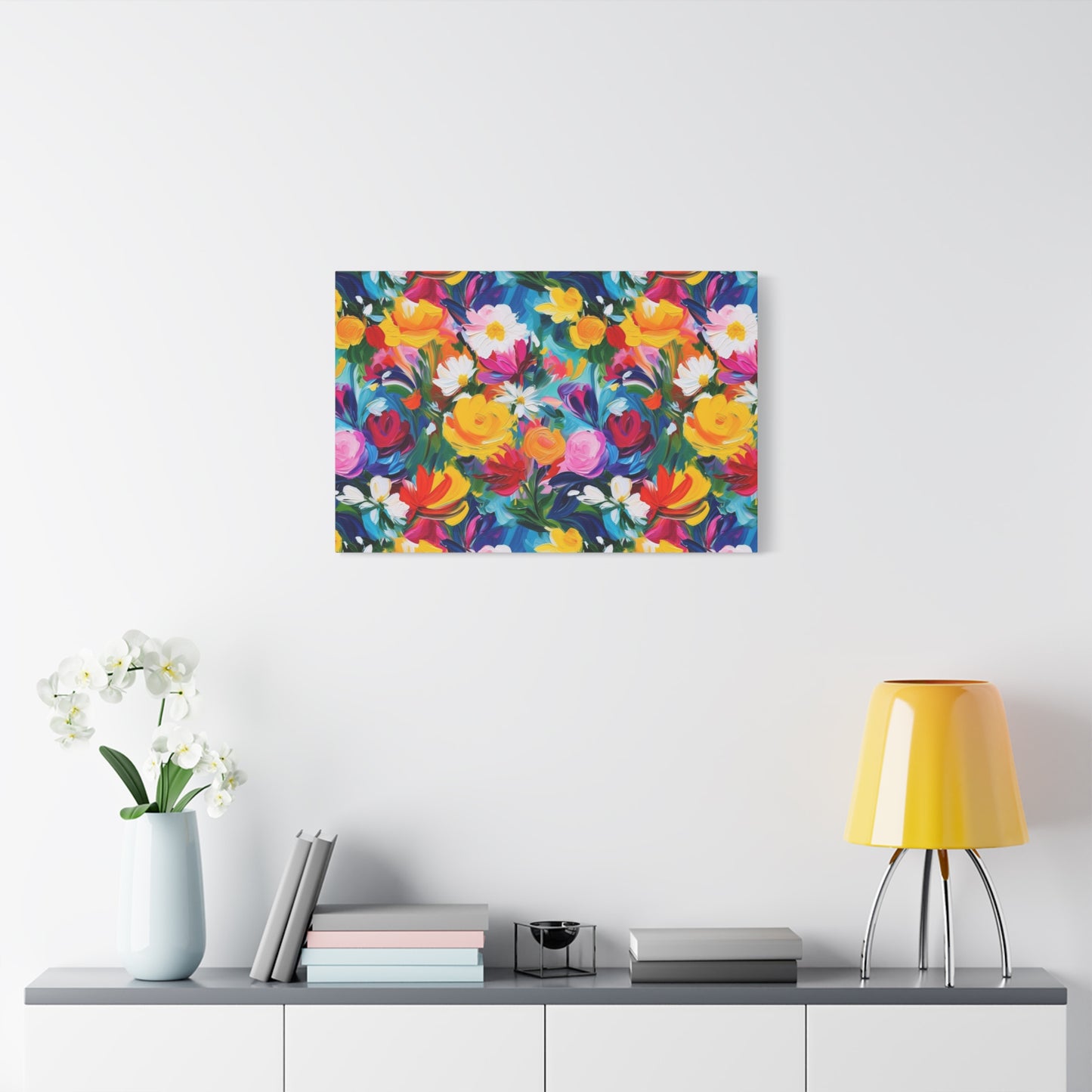 Vibrant Floral Matte Canvas Wall Art — Colorful Garden Print, Stretched 1.25"