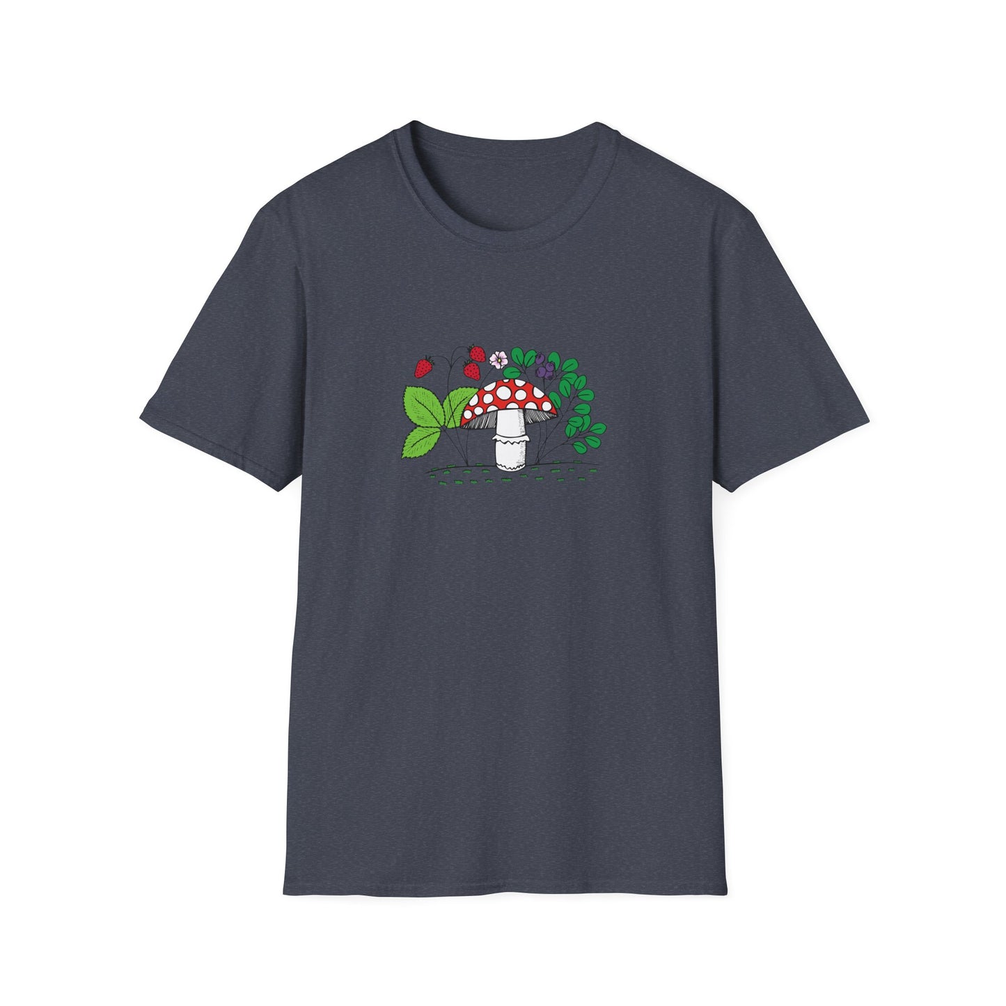 Whimsical Mushroom T-Shirt for Nature Lovers, Casual Tees, Gift for Gardeners, Unisex Softstyle Shirt, Eco-Friendly Apparel