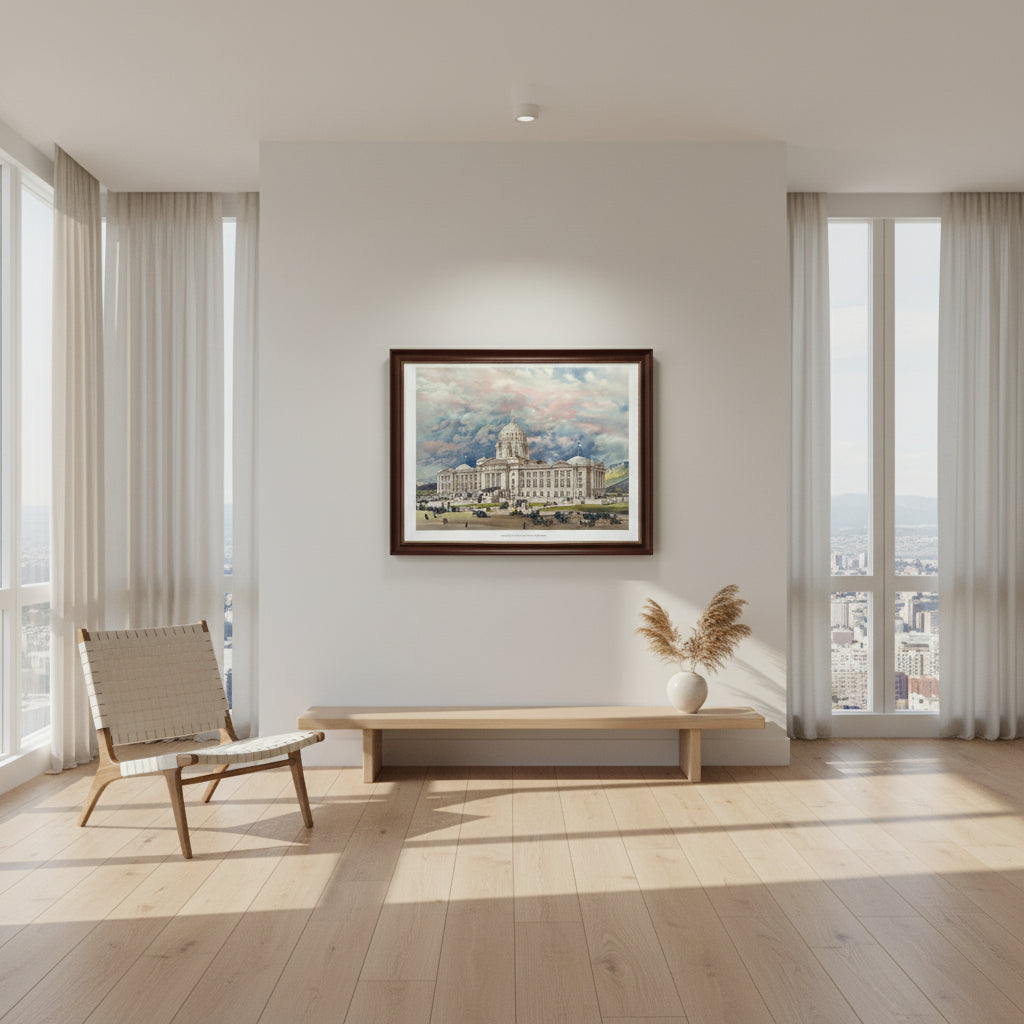 San Francisco City Hall Vintage Art Matte Canvas Print — Stretched 1.25"