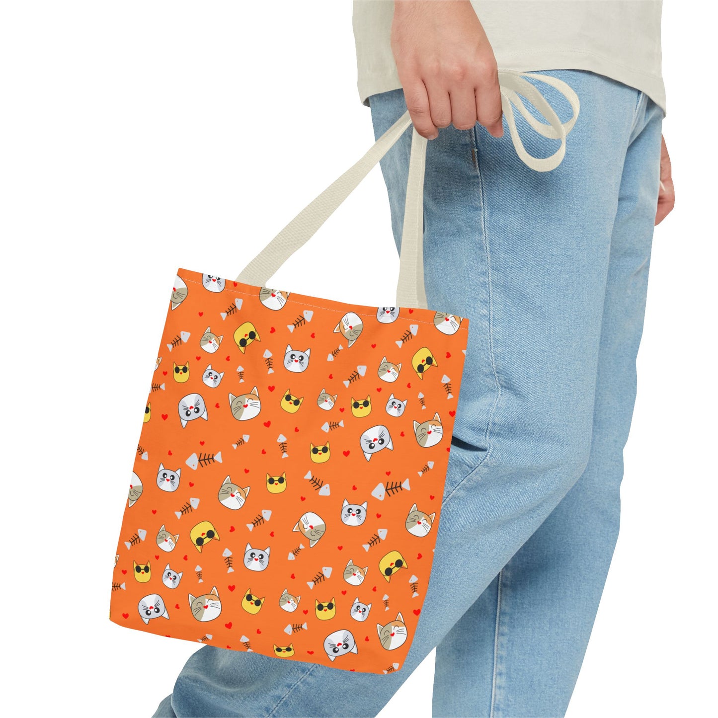 Cute Cat Pattern Tote Bag, Fun Shopping Bag