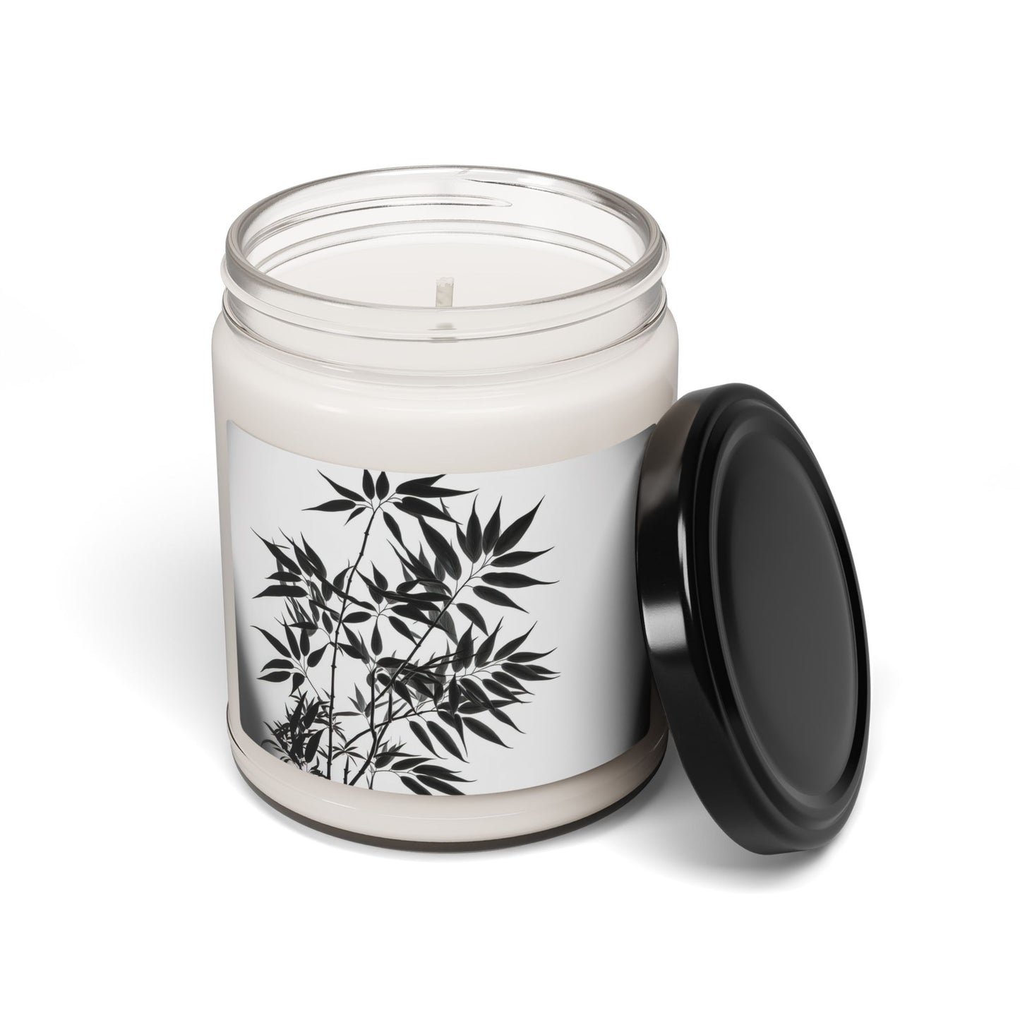 Soy Candle - Black Botanical Silhouette Scented Jar (9oz)