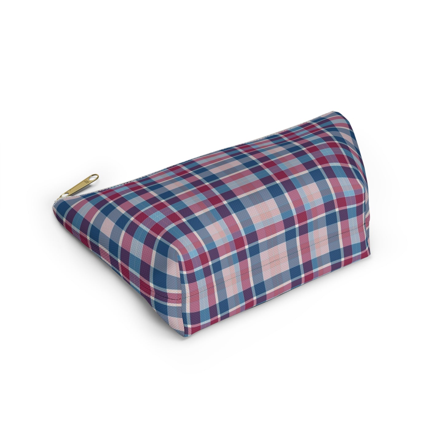 Plaid Accessory Pouch — Blue & Pink Tartan Makeup Bag