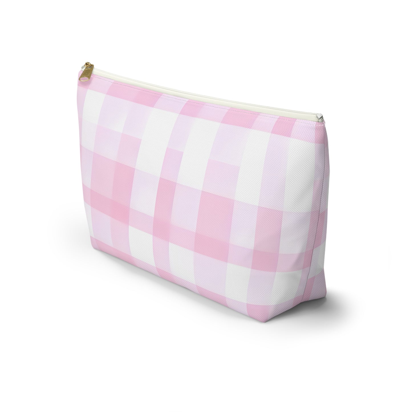 Pink Gingham Accessory Pouch — T‑Bottom Makeup & Toiletry Bag