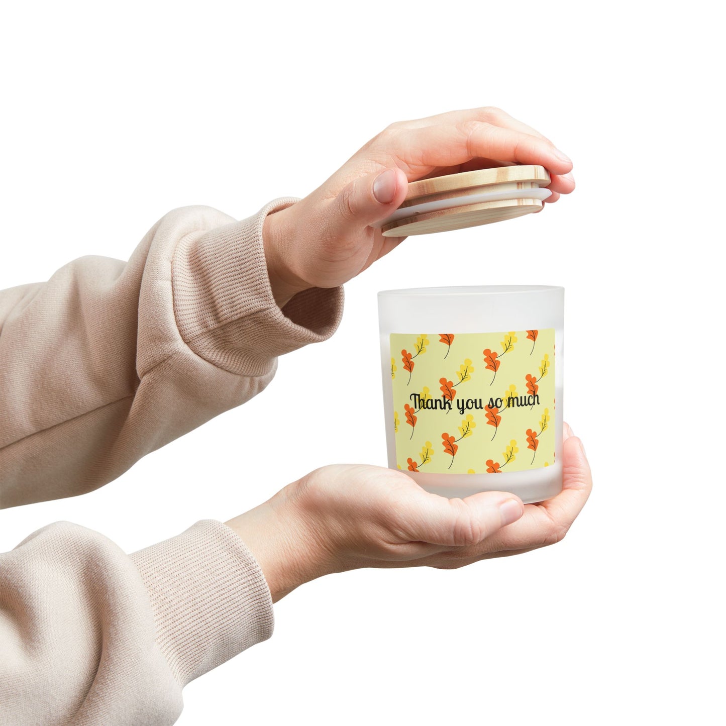 Thank You So Much Frosted Glass Candle — 11oz Floral Gratitude Scented Candle