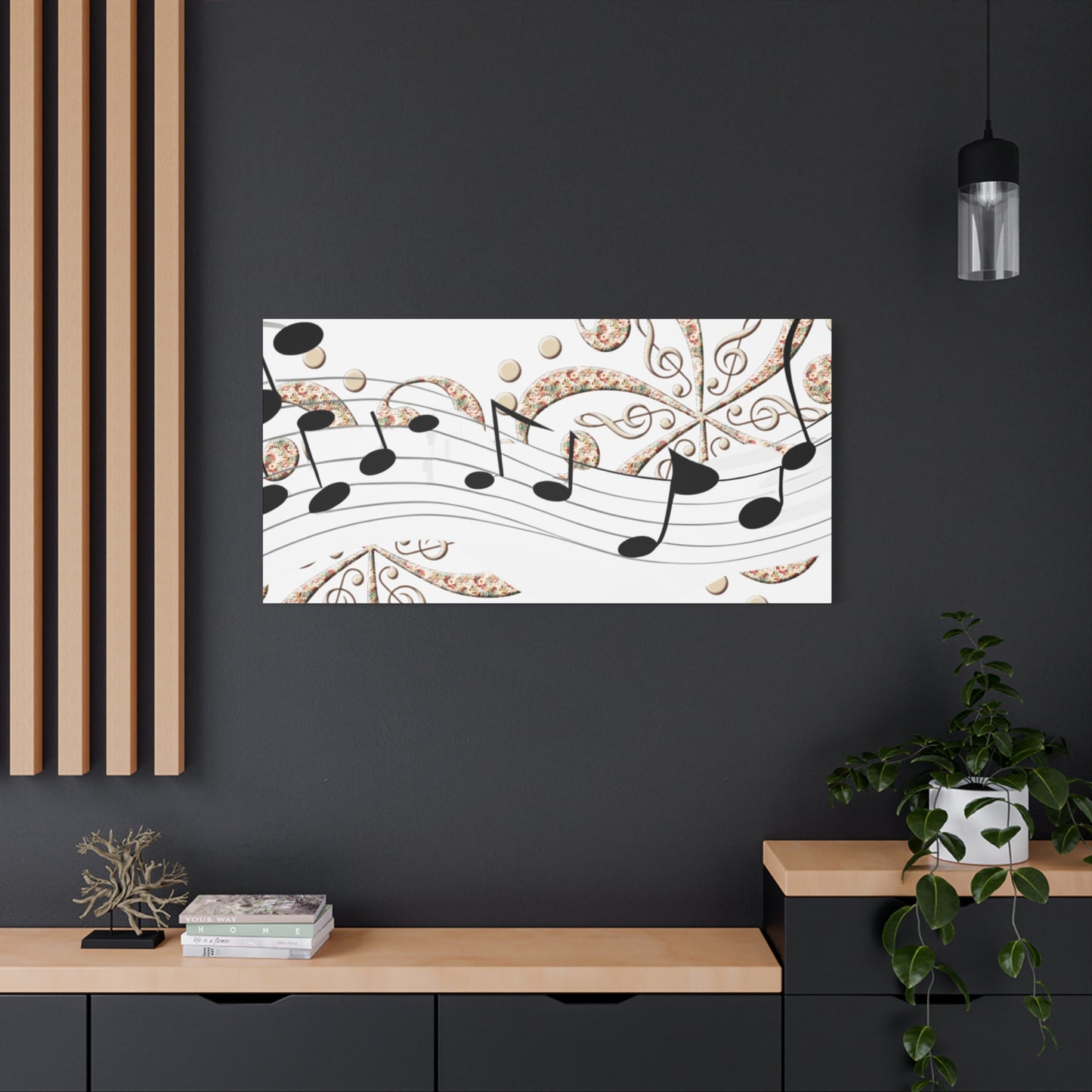 Musical Note Canvas Art, Floral Decor for Home, Music Lover Gift, Wall Art for Musicians, Unique Gift Idea