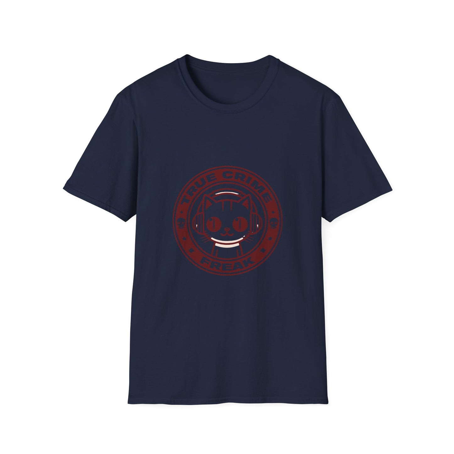 True Crime Freak Cat T-Shirt – Cute Kitty Badge Tee for True Crime Fans