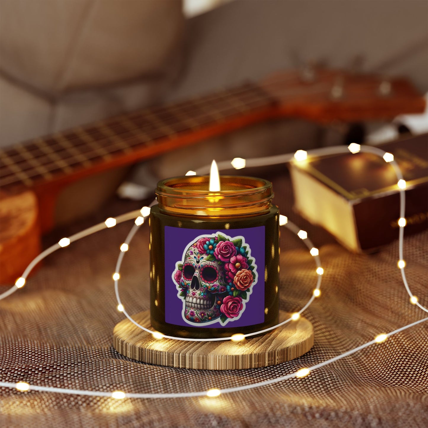 Day of the Dead Sugar Skull Scented Candle — Coconut Apricot Wax (4oz & 9oz)